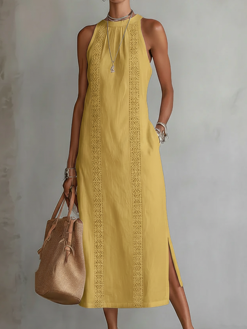 Robe maxi longue décontractée pour femme, alliant confort et élégance bohème. Parfaite pour l'été en ville.
