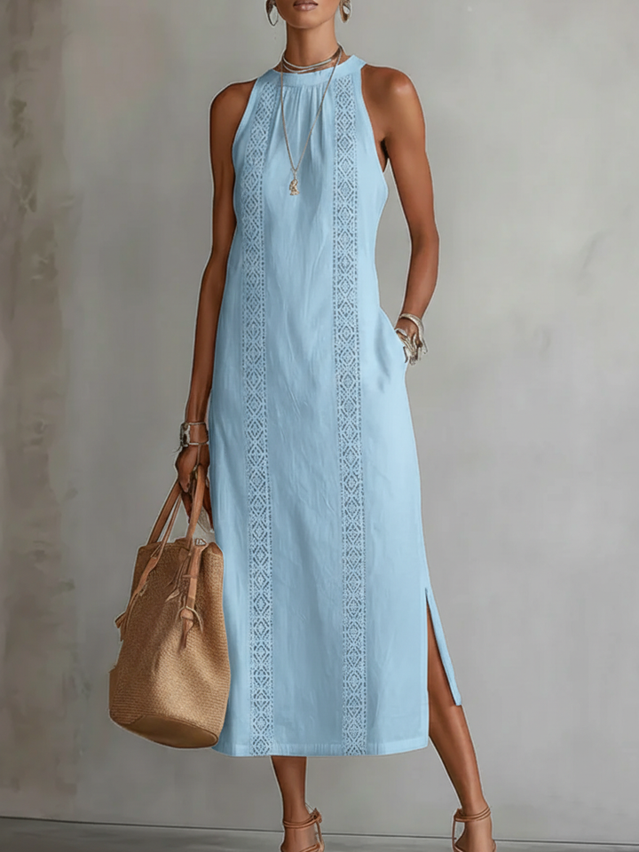 Robe longue féminine pour les vacances d'été, style bohème chic et décontracté. Confort et allure assurés.