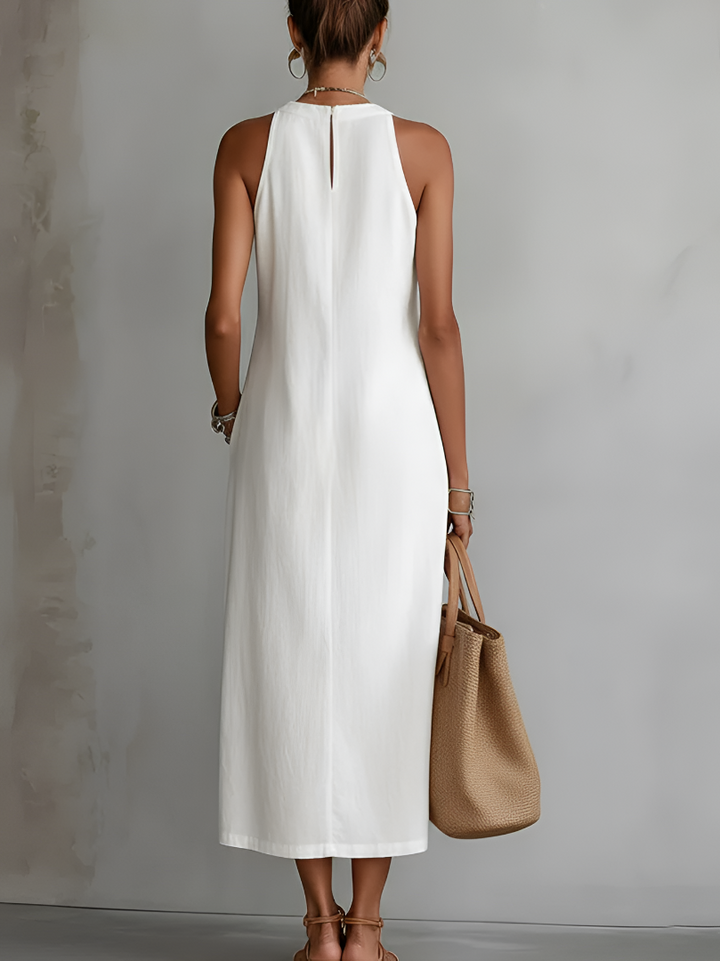 Robe maxi bohème femme décontractée, légère et confortable, parfaite pour l'été. Tissu aérien.