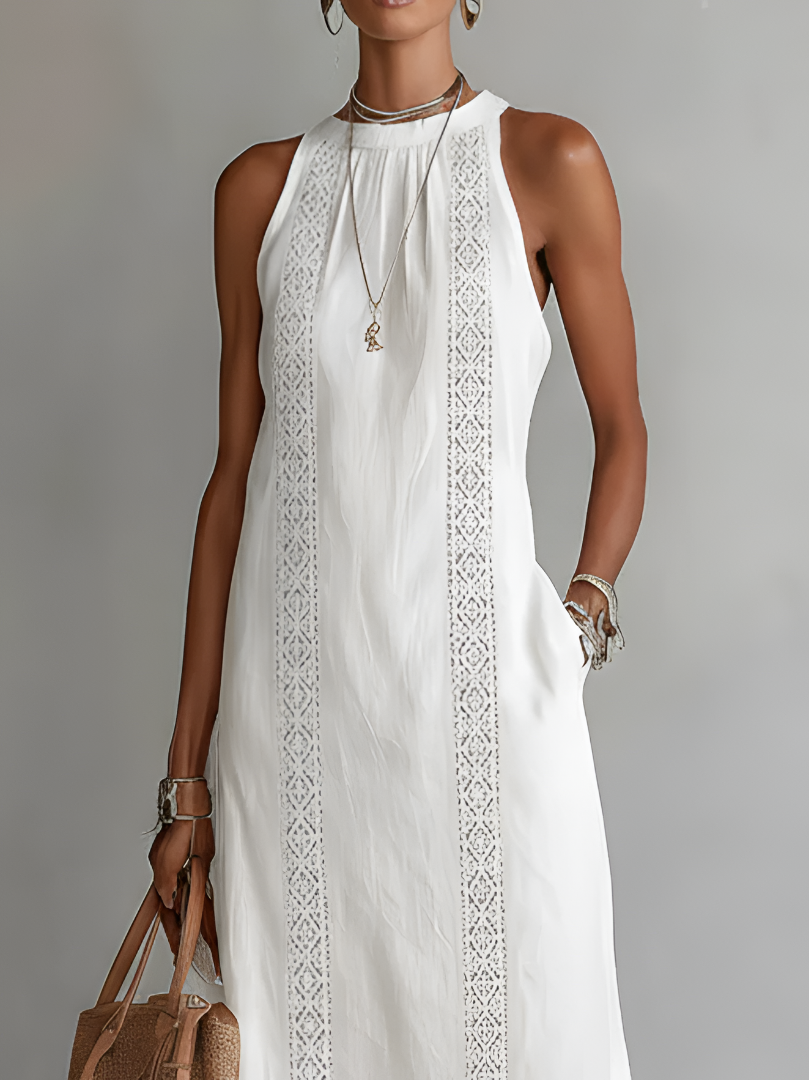 Robe longue chic et féminine, idéale pour l'été, les vacances ou une tenue décontractée. Coupe élégante.