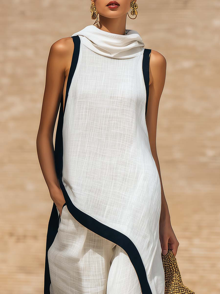 Ensemble printemps/été femme en coton lin, alliant élégance et confort pour un style naturel et chic.