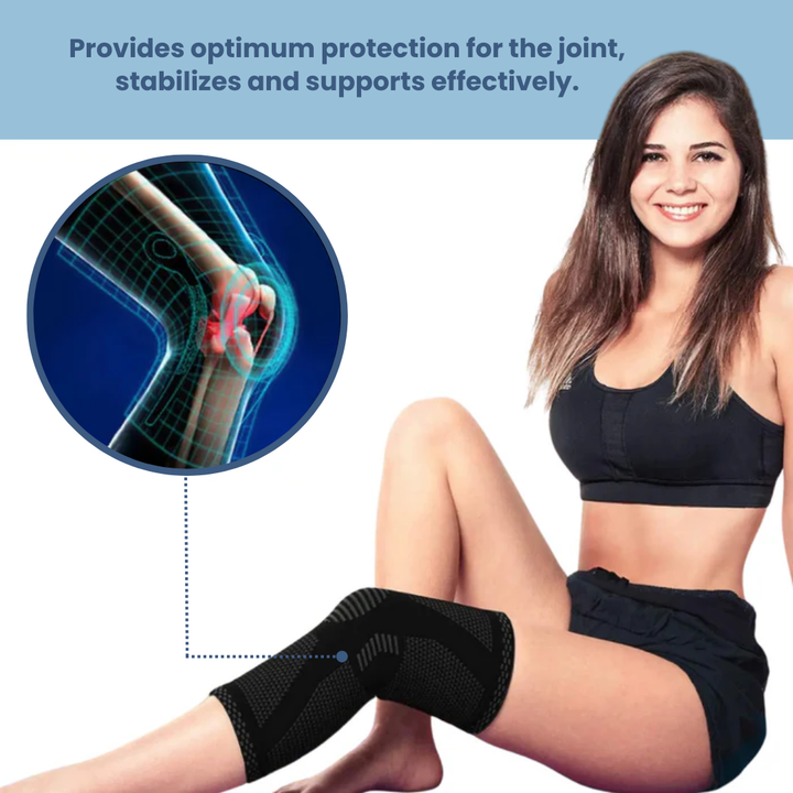 Orthèse genou avec sangles ajustables, offrant compression & soutien pour douleur articulaire, sport & récupération.