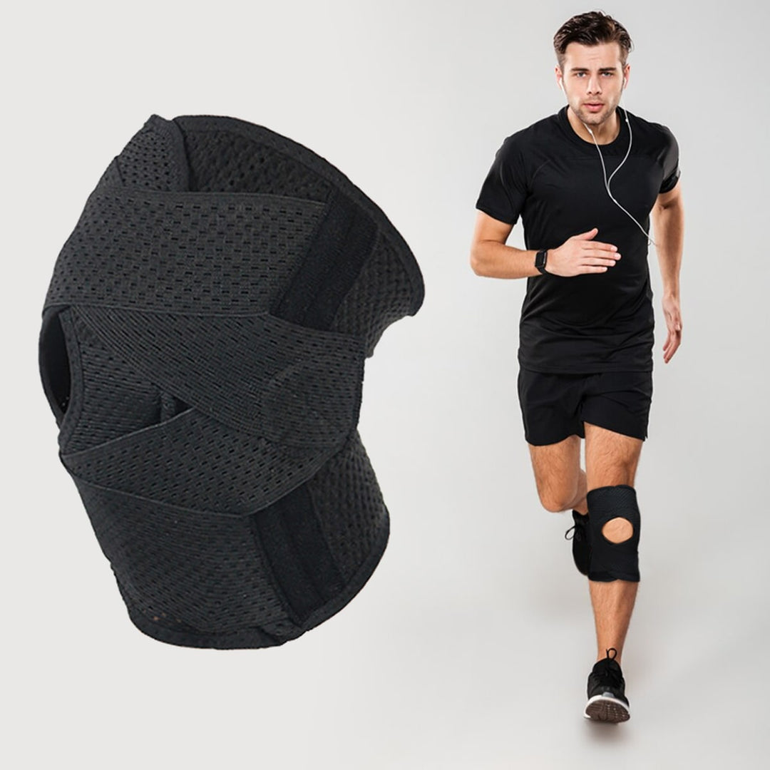 Orthèse genou réglable et respirante, soulage douleur patellaire, efficace pour sport et arthrite.