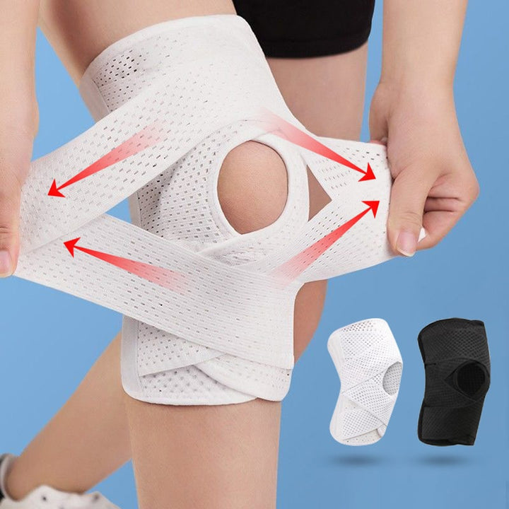 Orthèse patellaire respirante pour genou, confort optimal pour sport, récupération et douleur articulaire.