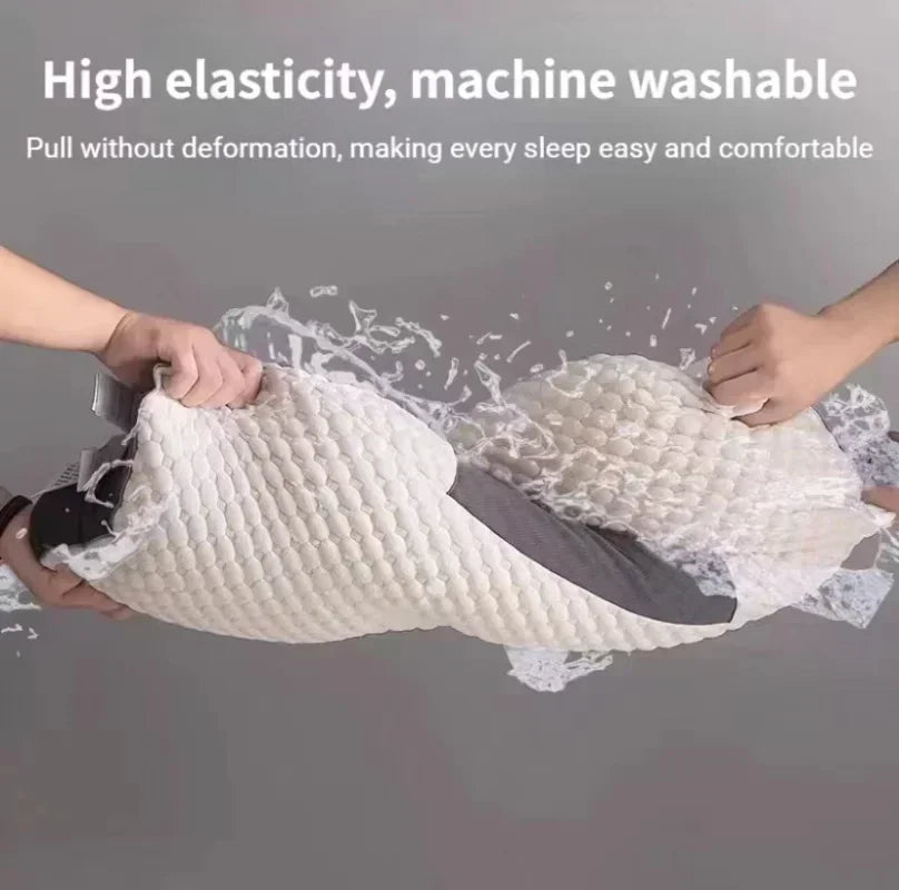 Coussin ergonomique anti-douleur cervicale avec fonction massage pour un sommeil profond et réparateur.