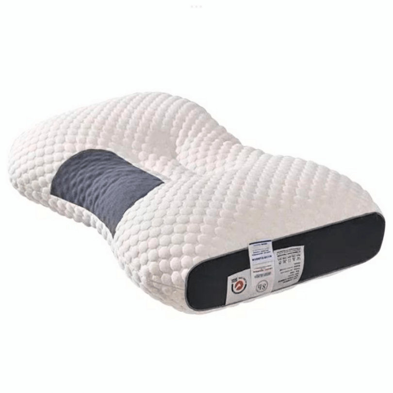 Coussin orthopédique ergonomique pour nuque et dos. Confort sommeil, soulage douleurs cervicales et dorsales.