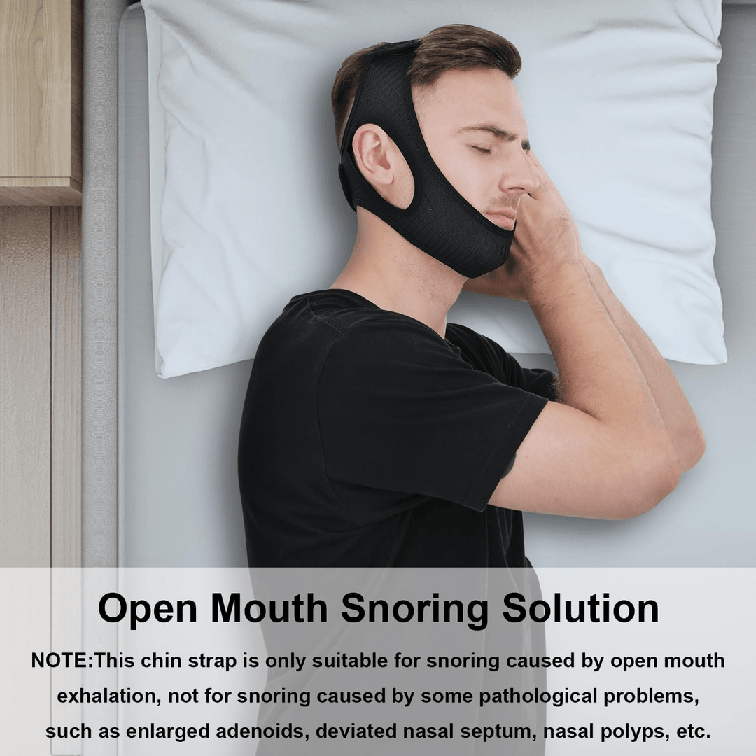 Mentonnière de nuit OrthoPlus, douce et confortable, pour réduire le ronflement et l'apnée du sommeil efficacement.