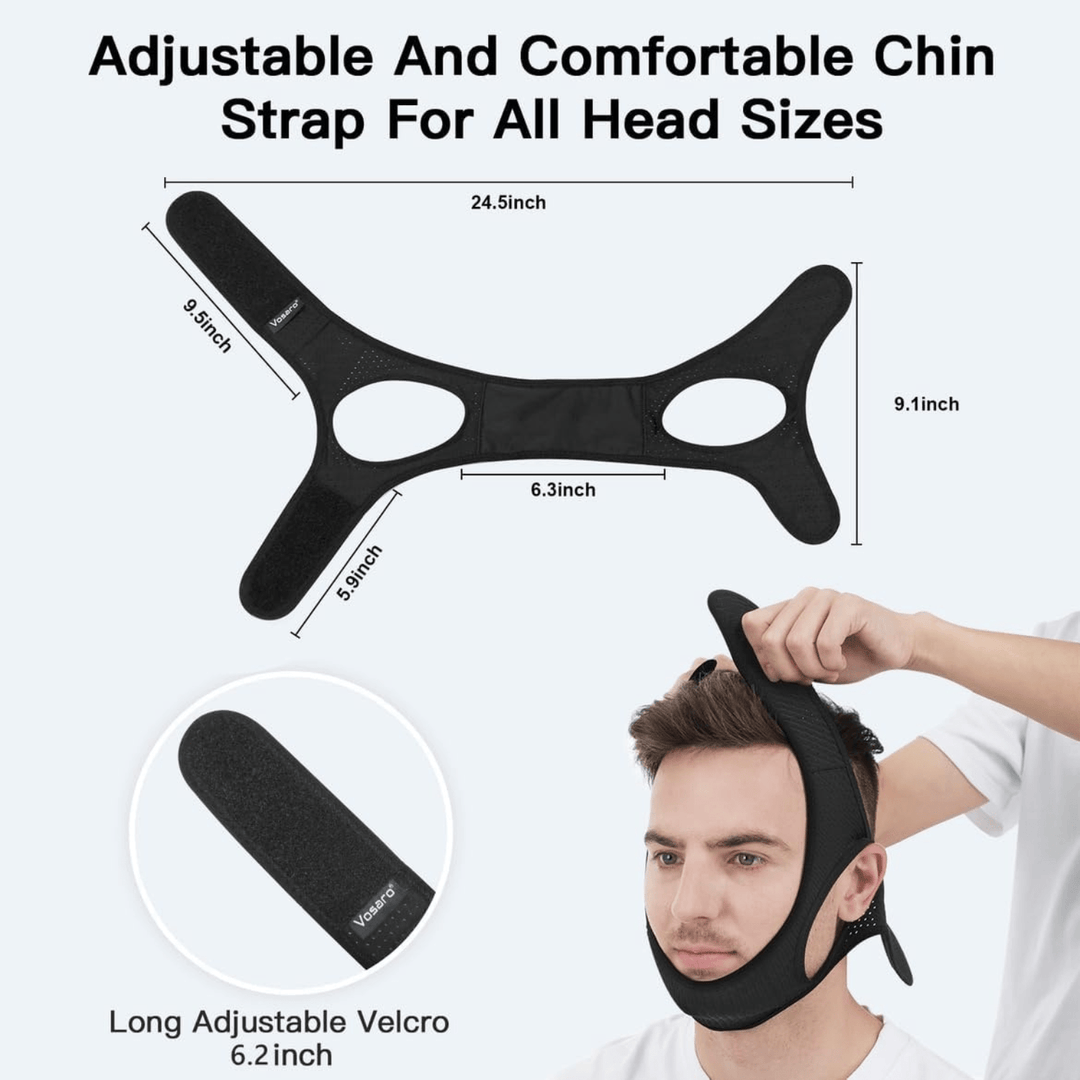 Mentonnière unisexe OrthoPlus pour hommes et femmes, solution efficace et réglable contre le ronflement nocturne.