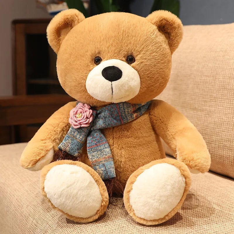 Peluche géante marron, ours doux et imposant, un grand nounours qui promet joie et affection.