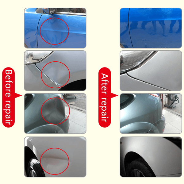 Pistolet à colle et bâtonnets spécifiques pour kit de débosselage sans peinture. Outil carrosserie pro pour bosses voiture.