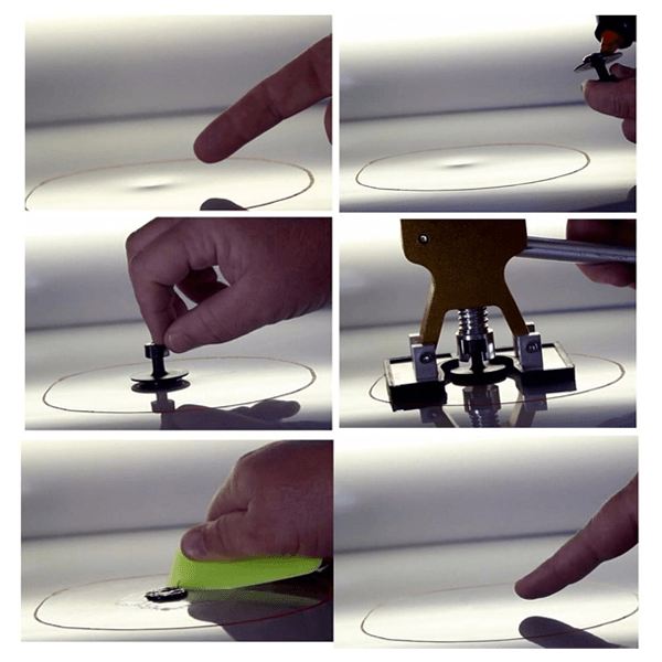 Solution débosselage sans peinture pour véhicules. Kit outils complet pour réparations carrosserie auto rapides et propres.