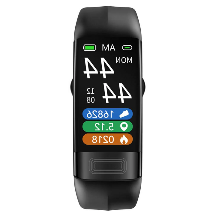 Tracker d'activité intelligent : bracelet avec suivi tension artérielle, oxygène, sommeil, pas et notifications.