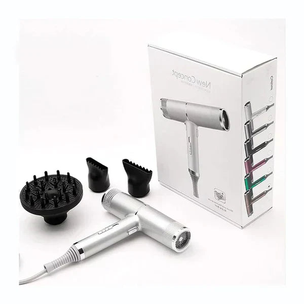 Sèche-cheveux ionique professionnel pour coiffure éclatante, moteur haute vitesse et technologie anionique.