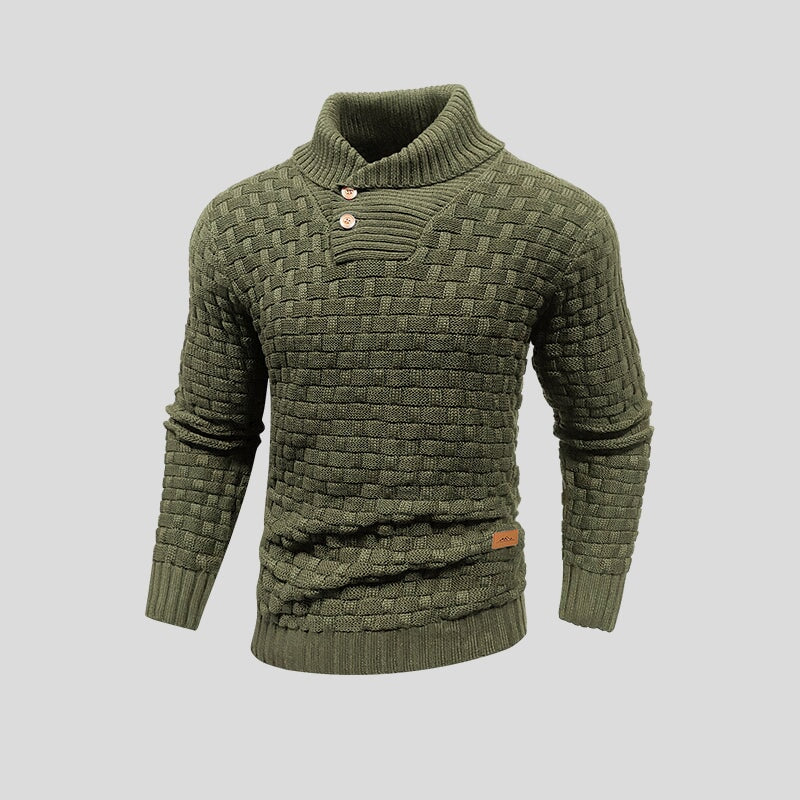 Pull homme tricoté chaud, matière thermique douce, idéal pour un look décontracté en hiver.