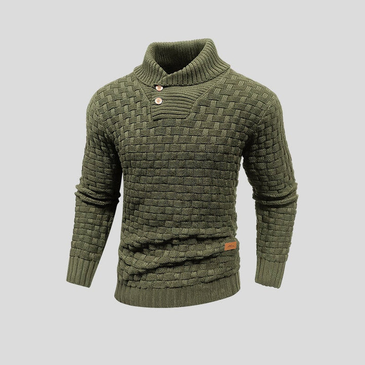 Pull homme tricoté chaud, matière thermique douce, idéal pour un look décontracté en hiver.