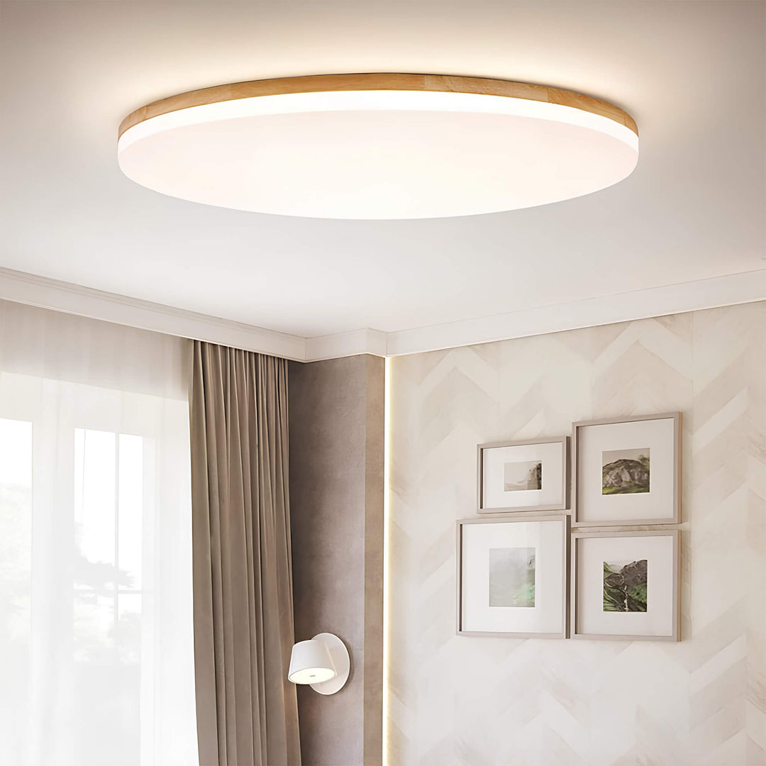 Plafonnier LED moderne et polyvalent, parfait pour un salon, une chambre ou un bureau avec éclairage ambiant.