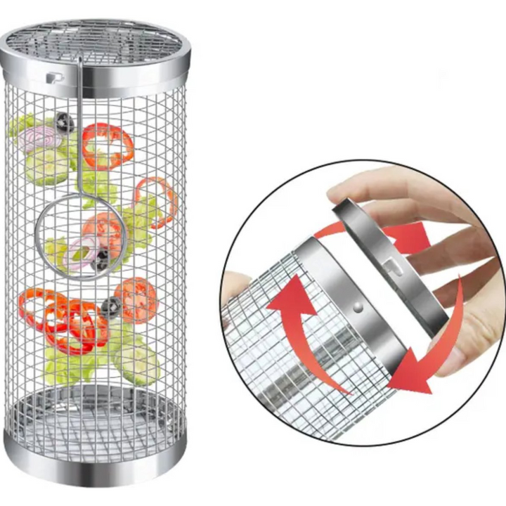 Panier moderne et réutilisable pour barbecue, parfait pour griller légumes, fruits de mer et morceaux délicats.