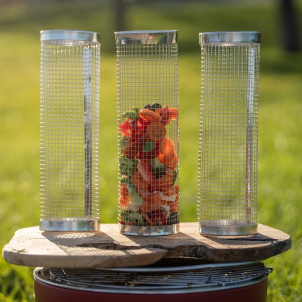 Panier de grillade réutilisable pour barbecue, évite que les aliments ne tombent, en acier inoxydable.
