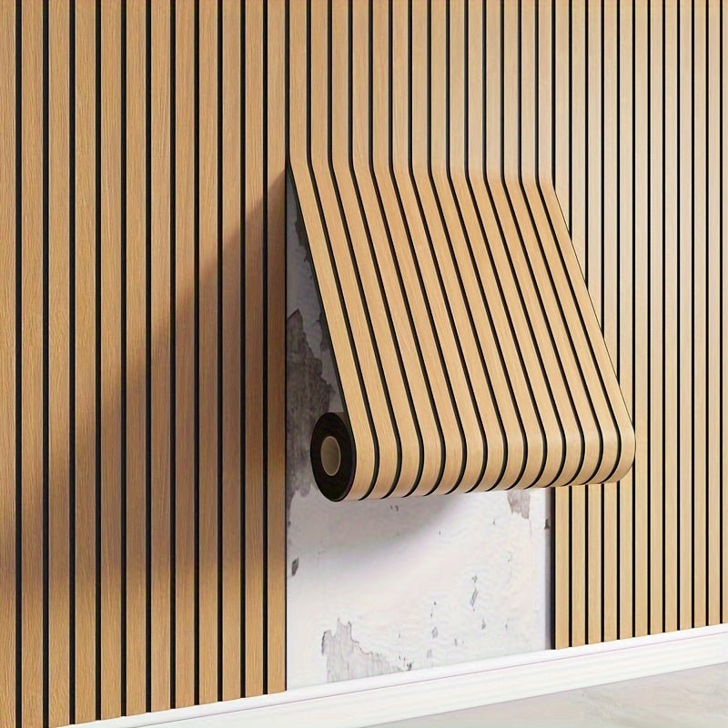 Panneaux muraux 3D autocollants aspect bois pour rénovation intérieure facile et rapide.