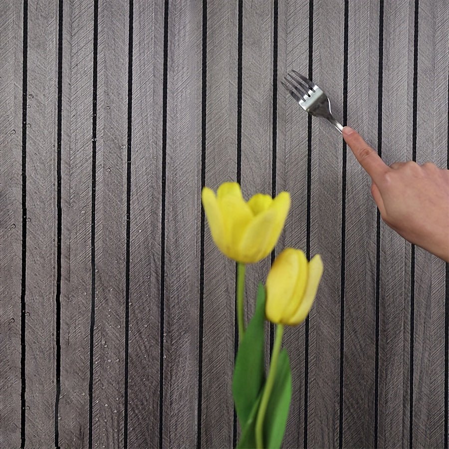 Lot de panneaux muraux adhésifs 3D aspect bois, prêts à poser. Créez un mur d'accent unique sans effort.
