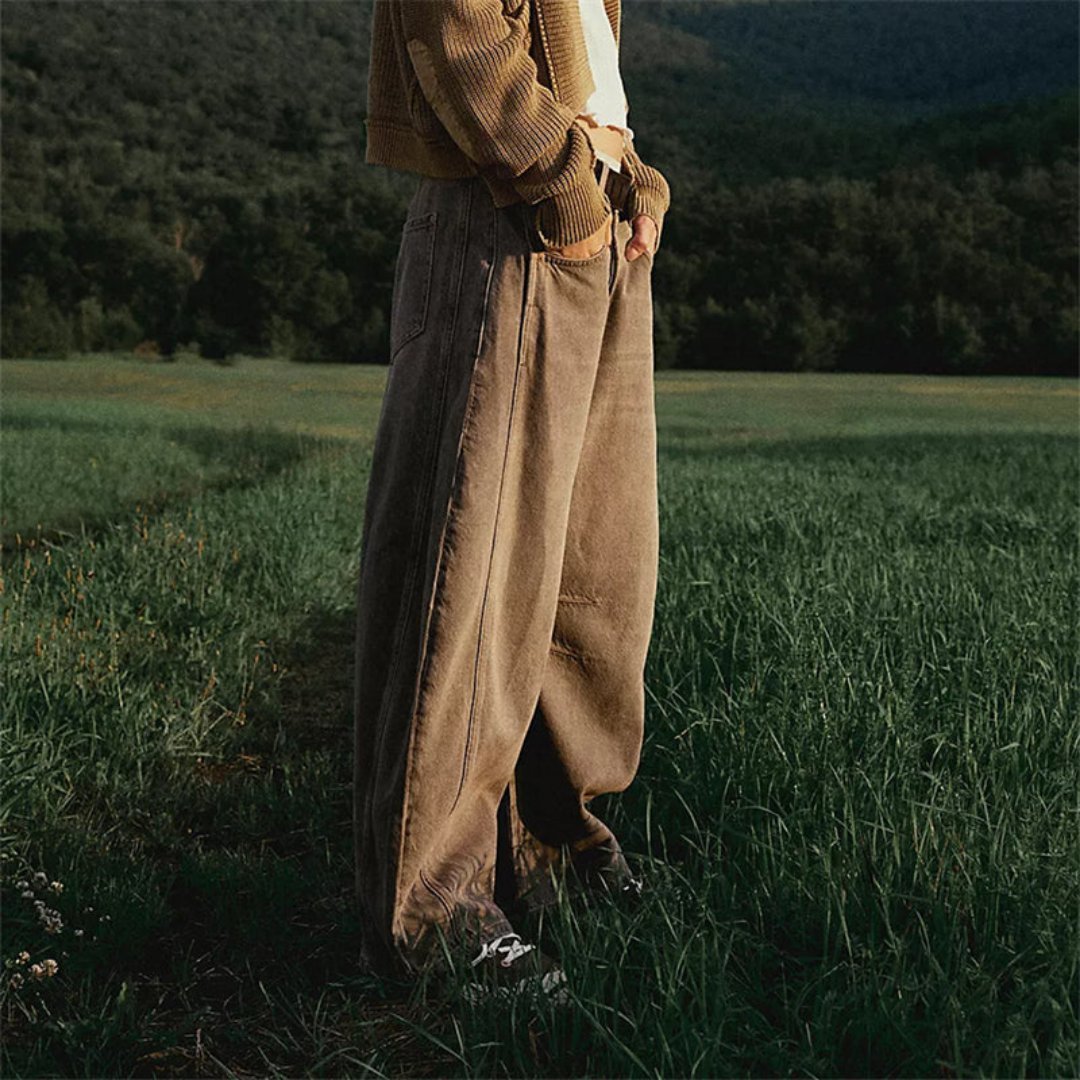 Pantalon large en jean femme, confort optimal et style moderne pour le printemps décontracté.
