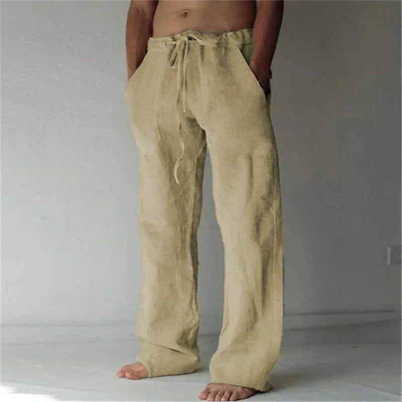 Pantalon homme léger et fluide, offrant un confort optimal et un style décontracté chic pour l'été.