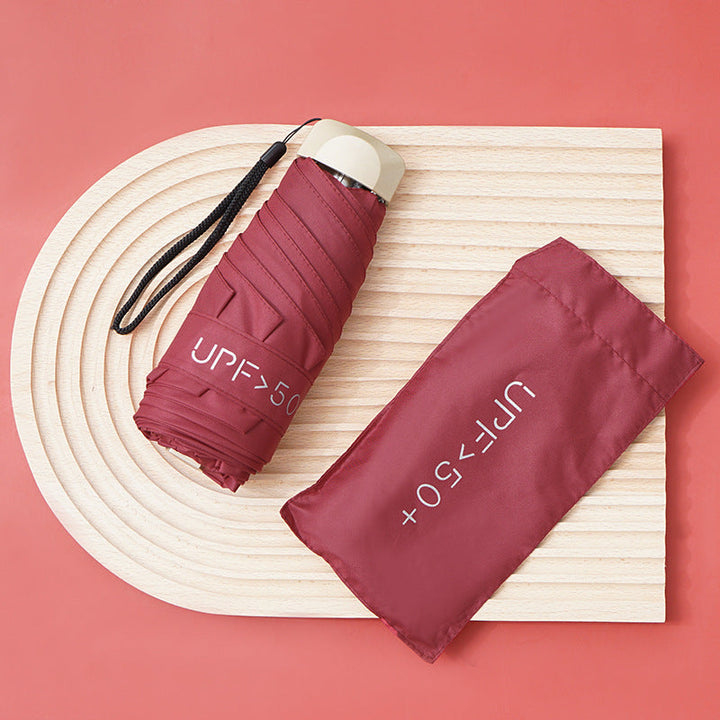 Parapluie pliant ultra compact pour femme, facile à transporter, protection efficace contre pluie et soleil.