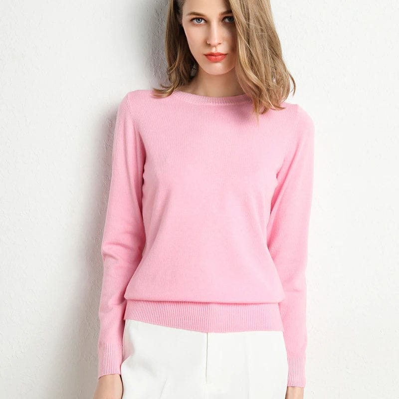 Pull élégant femme en tricot, manches longues, pour l'automne-hiver, style classique et très confortable.