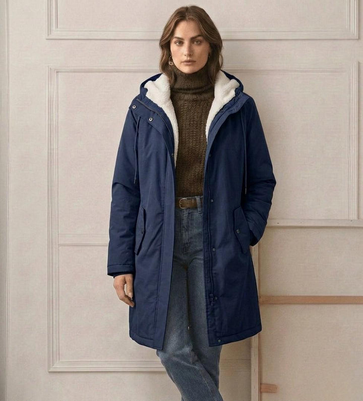 Vêtement d'hiver femme, parka mi-cuisse avec doublure polaire ultra chaude, fermeture éclair robuste.