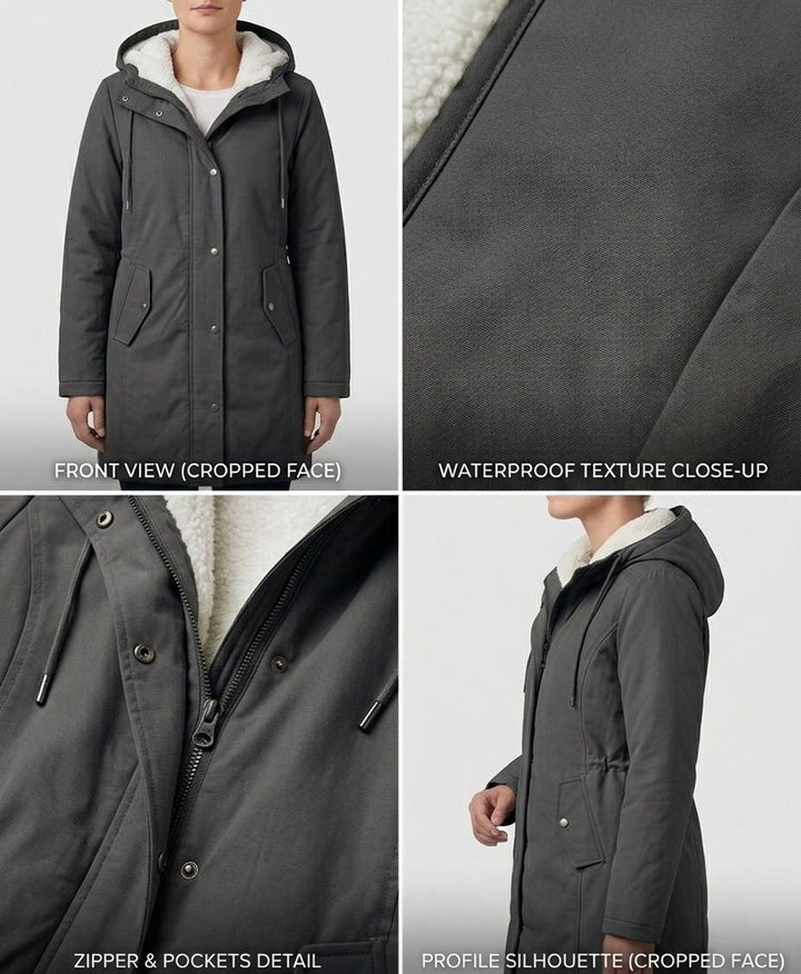 Manteau femme mi-cuisse, parka doublée polaire, coupe-vent, imperméable, pour un hiver au chaud.