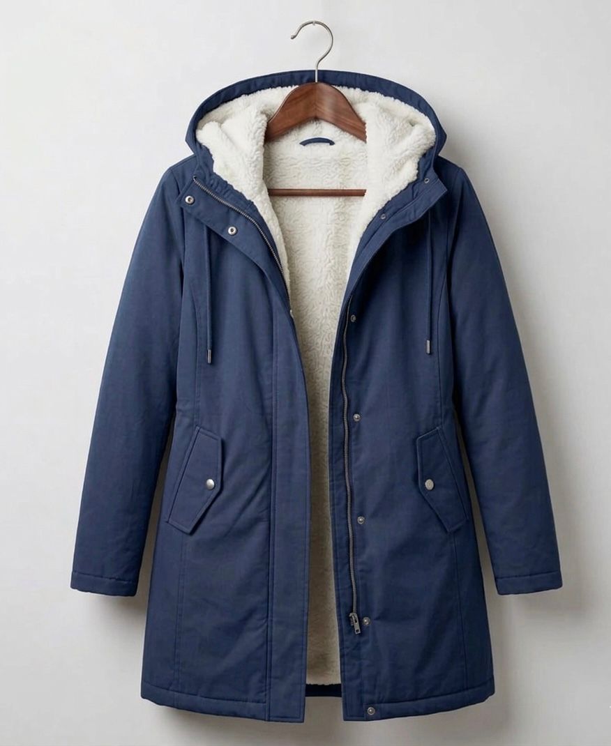 Manteau imperméable femme, style parka coupe-vent, protection optimale contre le froid et la pluie.