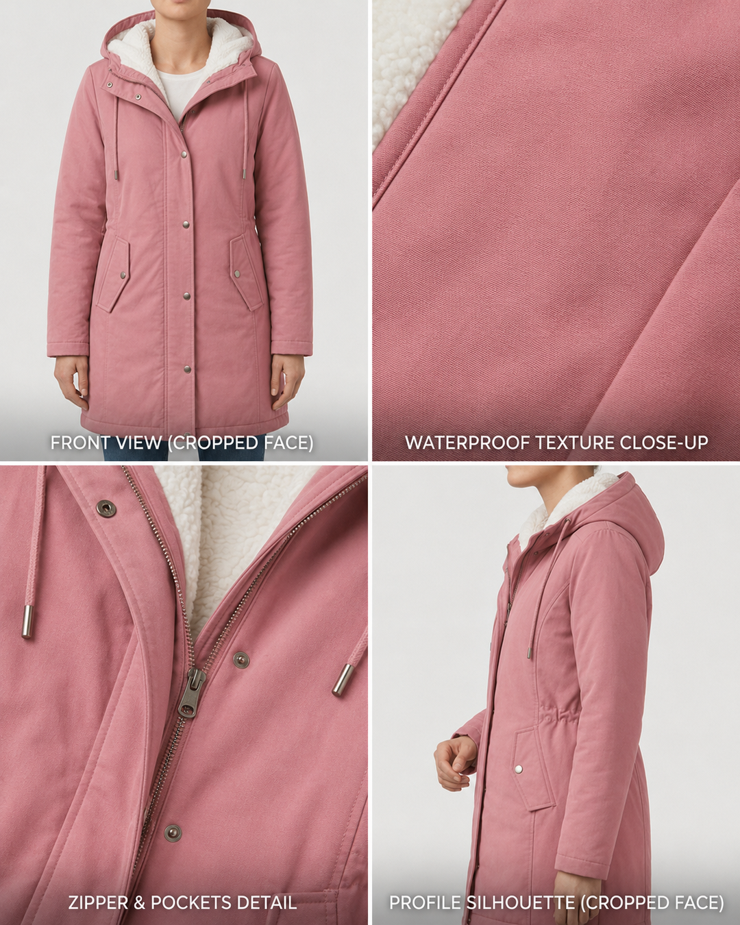Parka d'hiver femme, résistante à l'eau, coupe-vent, doublure polaire, idéale pour activités extérieures.