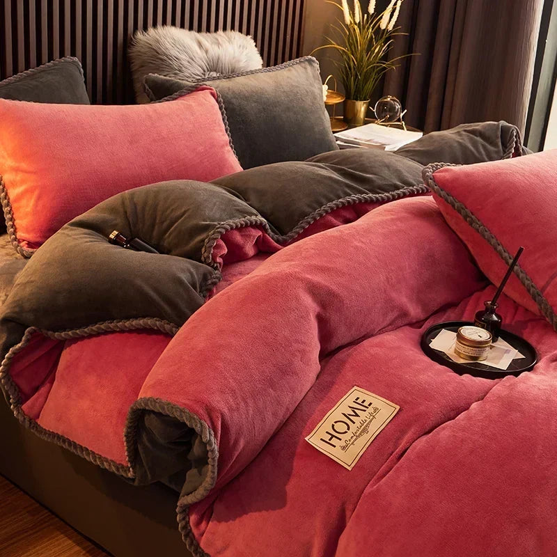 Literie premium en velours polaire ultra douce, parure de couette hivernale pour un sommeil réparateur.