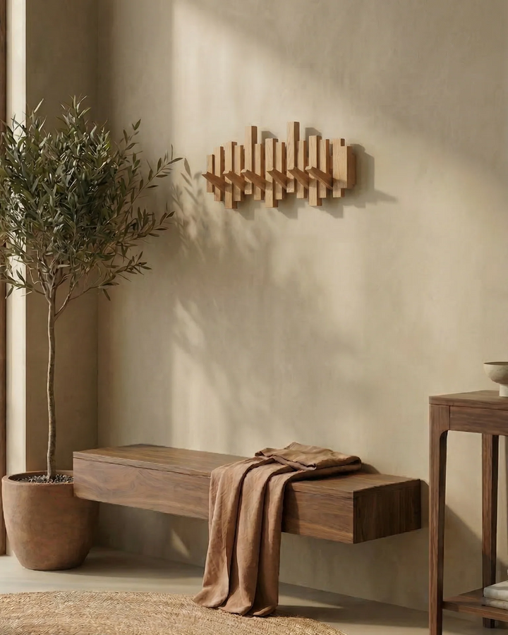 Décoration murale et rangement : patère design piano noir en bois, idéale pour l'entrée.