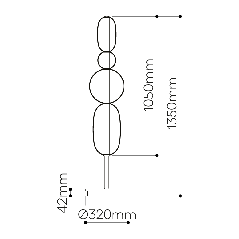 Grande lampe sur pied, verre multicolore pour un éclairage d'accentuation design en maison.