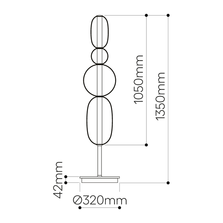 Grande lampe sur pied, verre multicolore pour un éclairage d'accentuation design en maison.