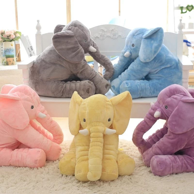 Grande peluche éléphant grise très douce, parfaite pour bébés et enfants comme doudou ou oreiller câlin.