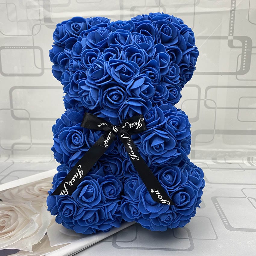 Ourson floral rose éternelle PetalCuddle, symbole d'amour, cadeau mémorable femme.