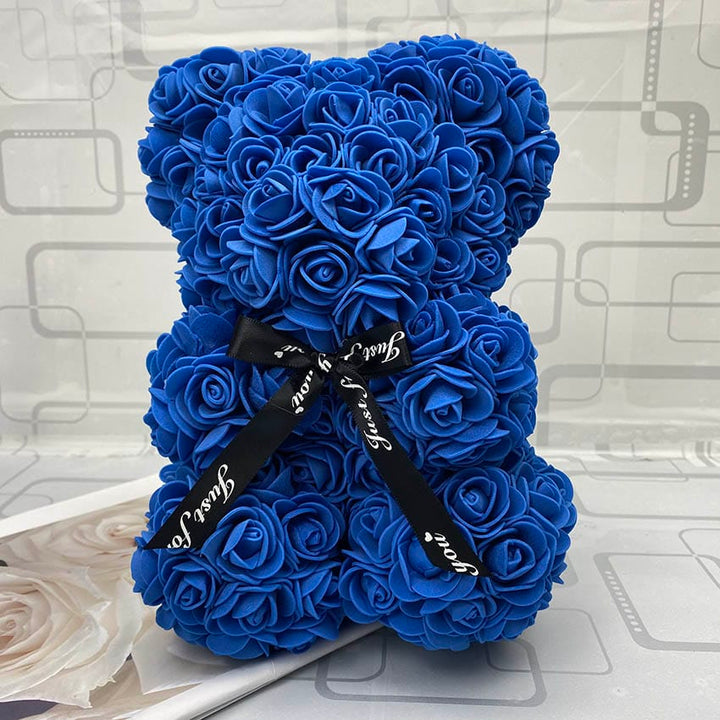Ourson floral rose éternelle PetalCuddle, symbole d'amour, cadeau mémorable femme.