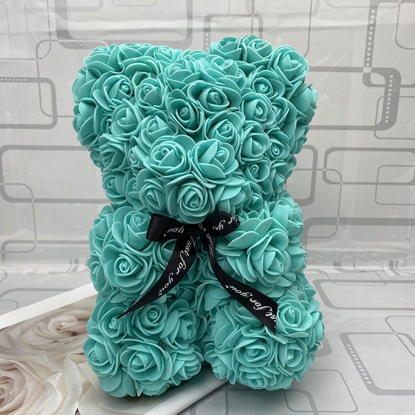 Rose éternelle en forme d'ourson, pour un cadeau romantique et durable.