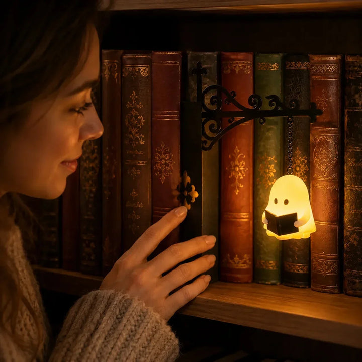 Créez une ambiance chaleureuse avec cette lanterne LED suspendue pour étagère, parfaite pour votre coin lecture.