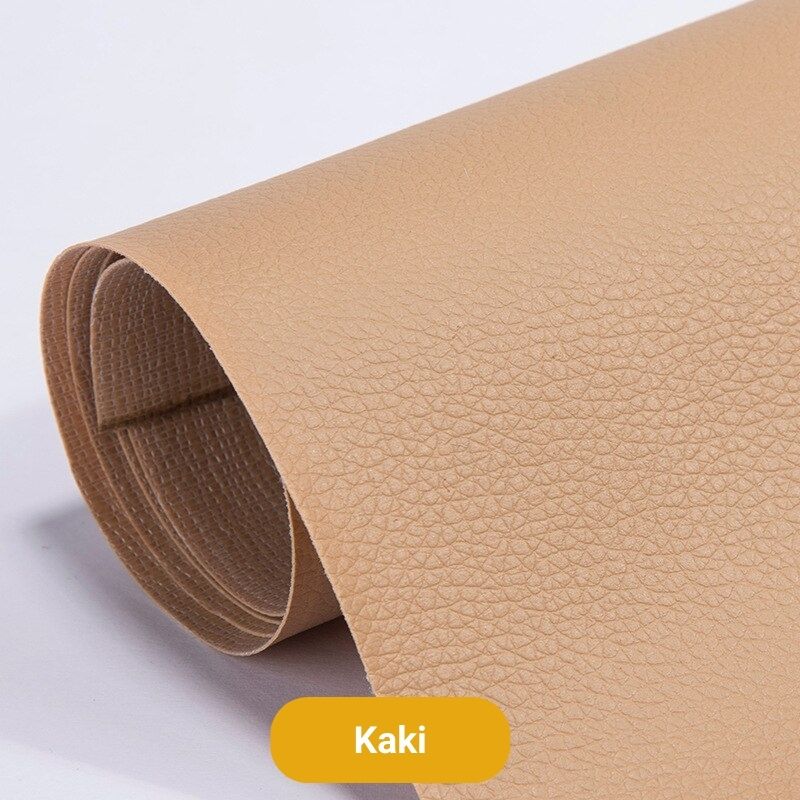 Pièce de réparation cuir adhésive polyvalente pour tous articles en cuir : canapés, sièges, sacs.