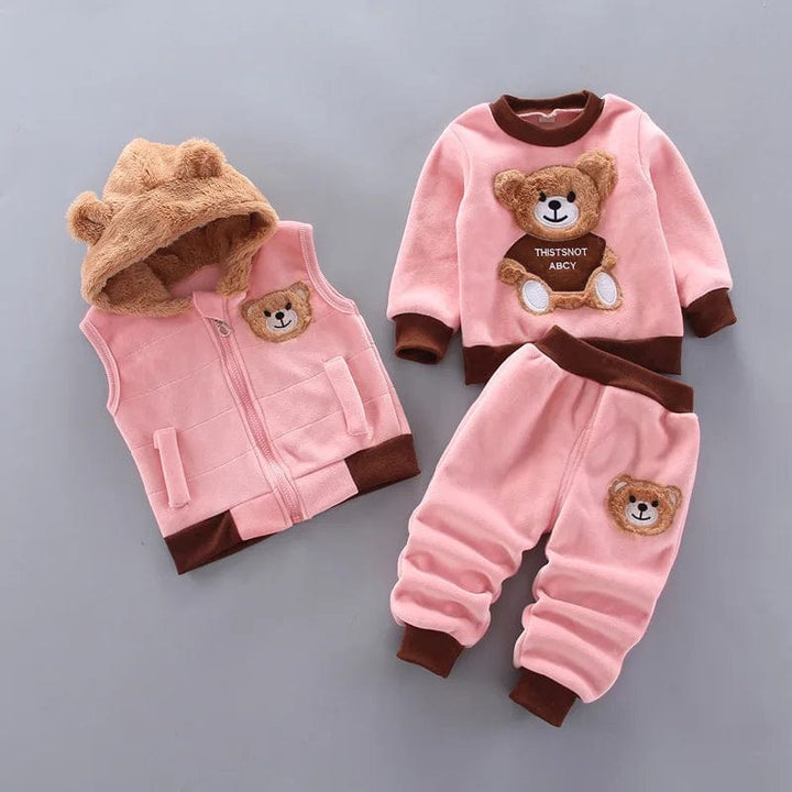 Tenue bébé fille adorable 3 pièces en coton doux, idéale automne/hiver.