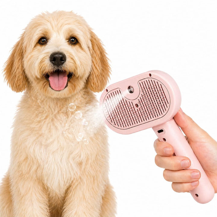 Brosse vapeur innovante pour toilettage chat et chien, élimination des poils, apporte douceur et bien-être.