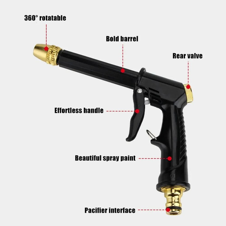 Pistolet d'arrosage haute pression pour jardin, lavage auto et entretien extérieur. Buse de nettoyage incluse.
