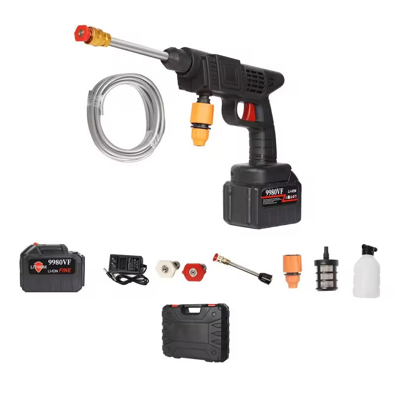 Pistolet de lavage haute pression sans fil portable pour un nettoyage extérieur facile.