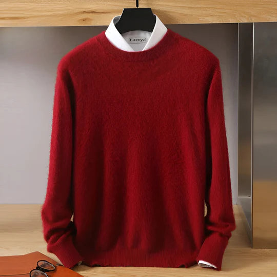 Pullover homme bleu vif col rond, apporte une touche de couleur à votre garde-robe d'hiver.