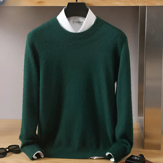 Pullover col rond homme décontracté rouge bordeaux, idéal pour un week-end confortable. Mode homme.