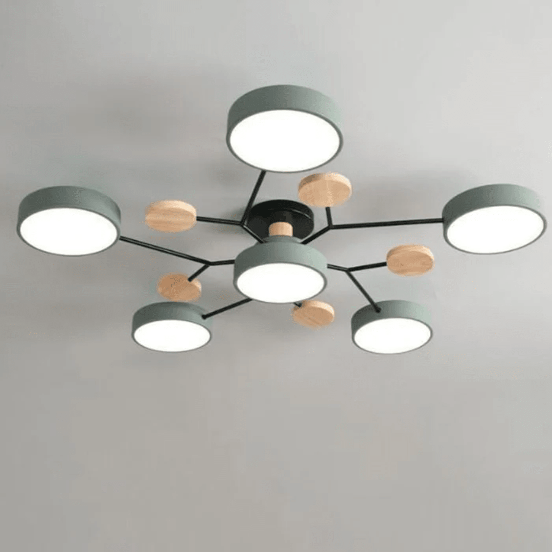 Plafonnier LED rond moderne, design minimaliste, lumière douce pour salon contemporain.