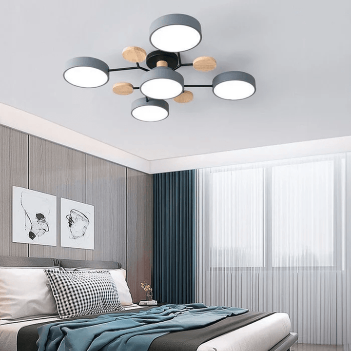 Élégant plafonnier LED rond, minimaliste moderne, éclairage d'ambiance doux pour chambres à coucher.